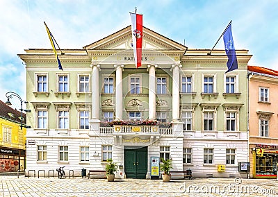 City Hall (Rathaus) on Hauptplatz in Baden bei Wien, Austria. Editorial Stock Photo
