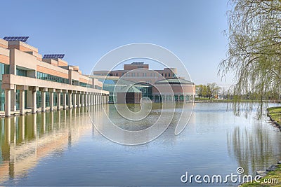 City hall and reflecting pool in Markham, Canada Editorial Stock Photo