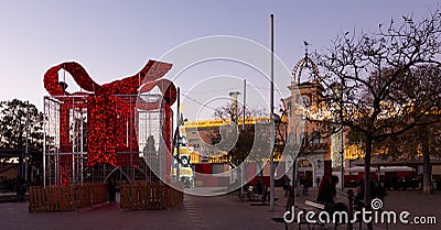 City hall of city Sants Coloma de Gramenet at Christmas time Stock Photo