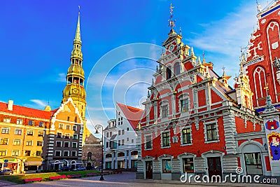 City Hall Square in the Old Town of Riga, Latvia Stock Photo