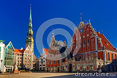 City Hall Square in the Old Town of Riga, Latvia Stock Photo