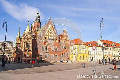 City hall in Wroclaw Market squate Editorial Stock Photo