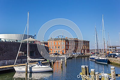 City harbor with sailing yachts in Stralsund Editorial Stock Photo