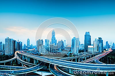 City highway overpass panoramic Stock Photo