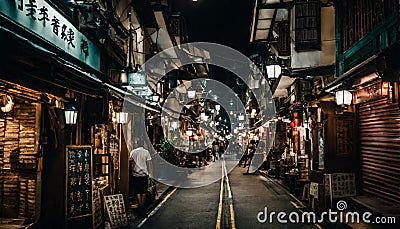 City of Hong Kong, China, Temple Street Shopping Complex, an authentic Stock Photo