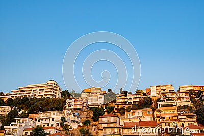The city with houses seen from the heights Stock Photo