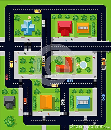 City with houses Vector Illustration