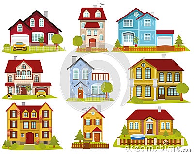 City houses Vector Illustration