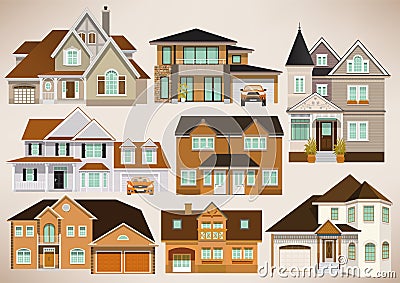 City houses Vector Illustration
