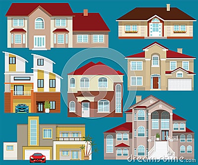 City houses Vector Illustration