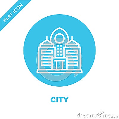 city icon vector from global warming collection. Thin line city outline icon vector illustration. Linear symbol for use on web Vector Illustration