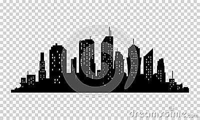 City icon. Vector town Silhouette illustration. Skylines. Skyscraper Vector Illustration