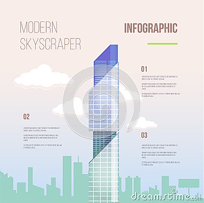City infographics of glass modern office skyscraper Vector Illustration