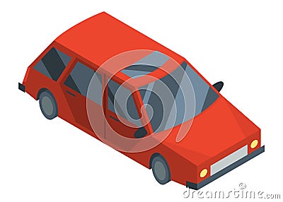 City isometric car icon. Vector flat colorful automobile. Graphic design element. Urban transport illustration Vector Illustration