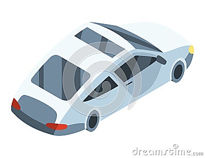 City isometric car icon. Vector flat colorful automobile. Graphic design element. Urban transport illustration Vector Illustration