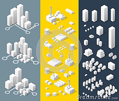 City isometric map Vector Illustration