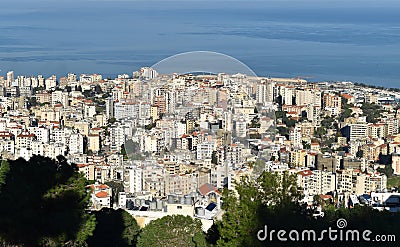 City of Jounieh on the mediterranee, Lebanon Stock Photo