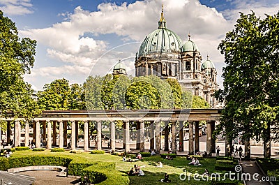 Historic Roman Landmark Surrounded by Lush Green Park and Dome Cathedral in Berlin. (06-07-2023 - Berlin, Germany Editorial Stock Photo