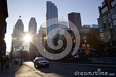 City Landscape - Downtown traffic in a busy street Editorial Stock Photo