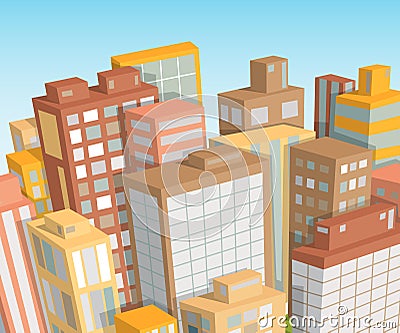 City landscape. Isometric view. Vector Illustration