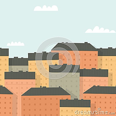 City landscape seamless background. Vector Illustration