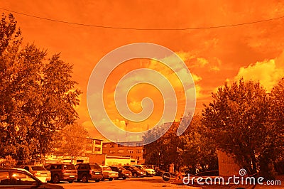 City landscape shot through an orange filter Editorial Stock Photo