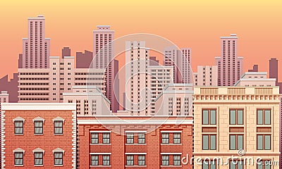 City urban landscape seamless vector illustration. Vector Illustration