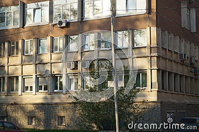 City landscape: view of an office building 85 beginning of the 20th century, Mamin-Sibiryak street, fragment of the facade. Editorial Stock Photo