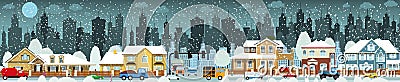 City life (Winter) Vector Illustration