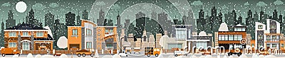 City life (Winter) Vector Illustration