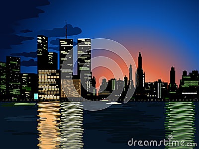 City lights, vector cityscape Vector Illustration