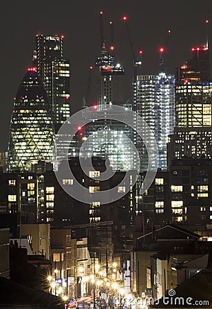 City of London at night Editorial Stock Photo