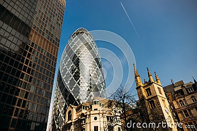 City of london office buildings gherkin uk Editorial Stock Photo