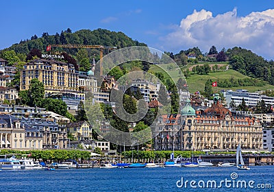 City of Lucerne in Switzerland in springtime Editorial Stock Photo