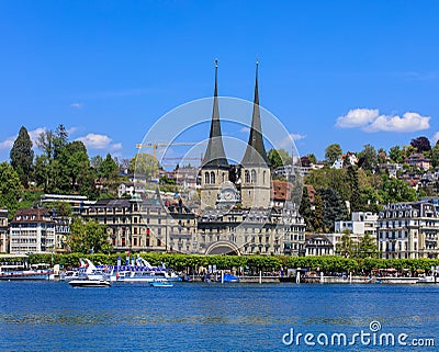City of Lucerne in Switzerland in springtime Editorial Stock Photo