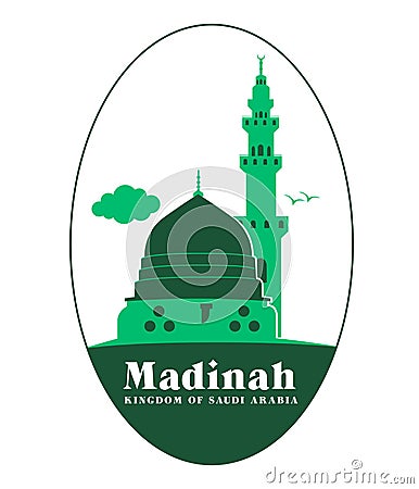 City of Madinah Saudi Arabia Famous Buildings Vector Illustration