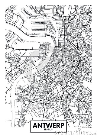 City map Antwerp, travel vector poster design Vector Illustration