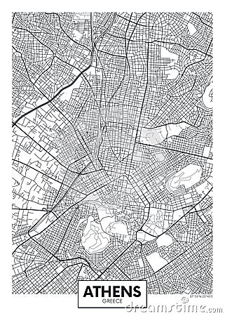 City map Athens, travel vector poster design Vector Illustration