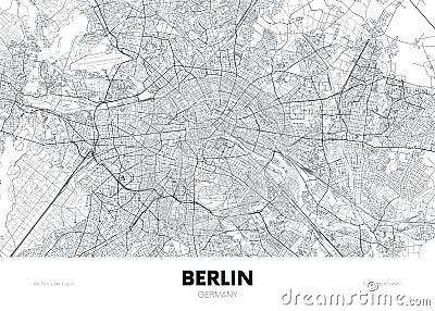 City map Berlin Germany, travel poster detailed urban street plan, vector illustration Vector Illustration