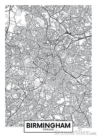 City map Birmingham, travel vector poster design Vector Illustration