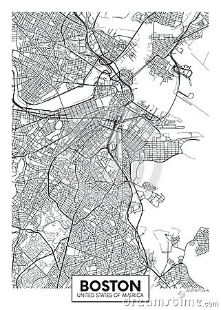City map Boston, travel vector poster design Vector Illustration