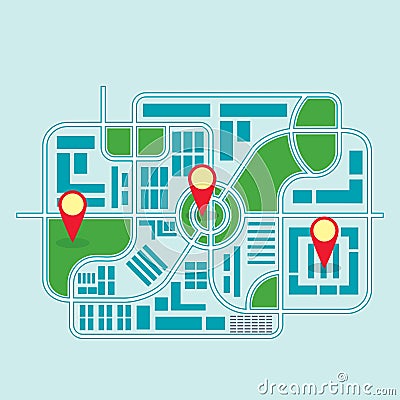 City map color Vector Illustration