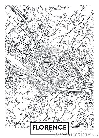 City map Florence, travel vector poster design Vector Illustration