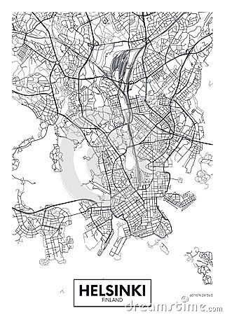 City map Helsinki, travel vector poster design Vector Illustration