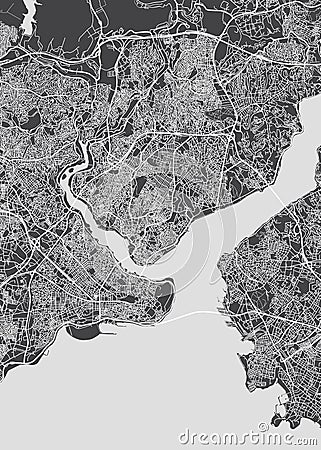 City map Istanbul, monochrome detailed plan, vector illustration Vector Illustration