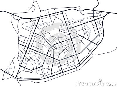 City map. Line scheme of roads. Town streets on the plan. Urban environment, architectural background. Vector Vector Illustration