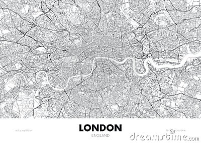City map London England, travel poster detailed urban street plan, vector illustration Vector Illustration