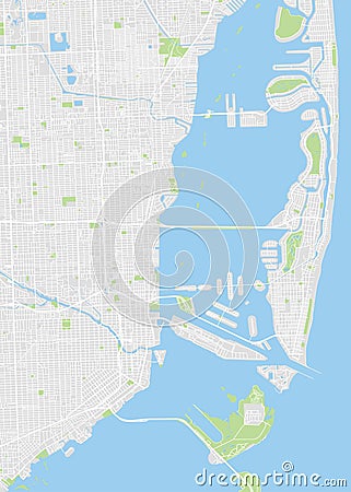 City map Miami, color detailed plan, vector illustration Vector Illustration