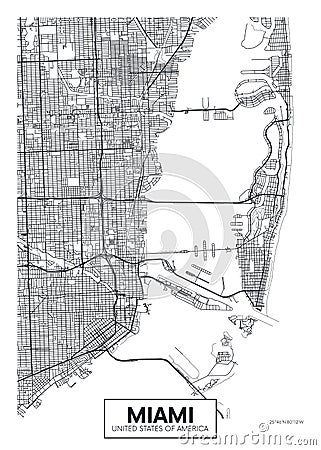 City map Miami, travel vector poster design Vector Illustration