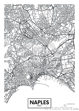 City map Naples, travel vector poster design Vector Illustration